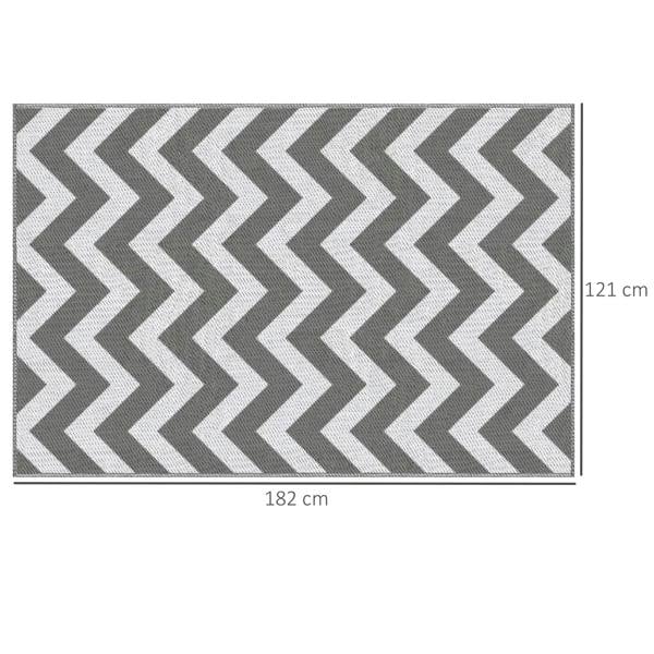Light grey and white zigzag chevron reversible rug mat with 182 cm x 121 cm