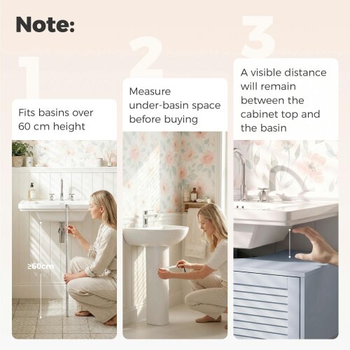 HOMCOM Under Sink Cabinet Adjustable Shelf Louvered Doors