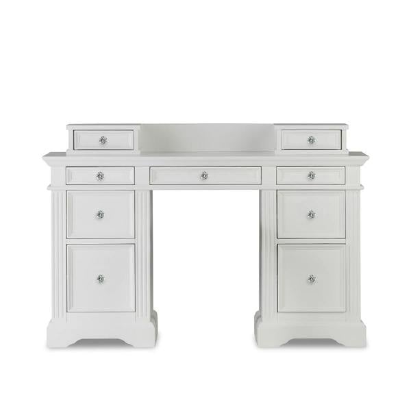 Statement Furniture Gainsborough White Dressing Table with Extension Drawers and Crystal Handles