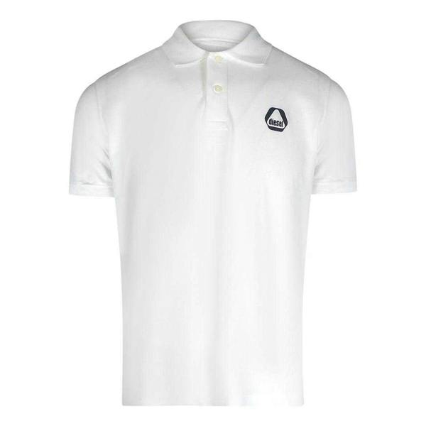 Diesel Mens Triangular Logo Polo Shirt - White - 
