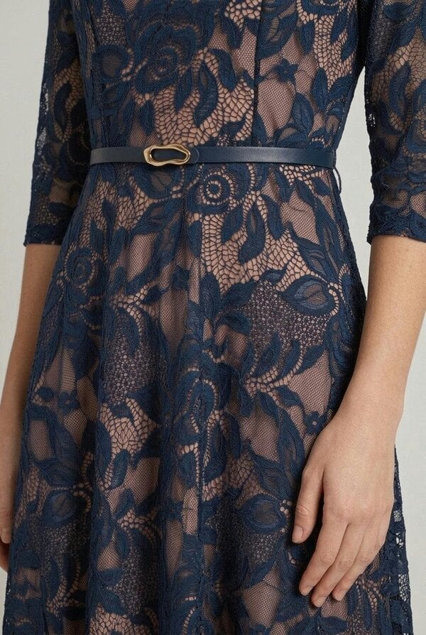 Izabel London Floral Mesh Layered Midi Skater Dress