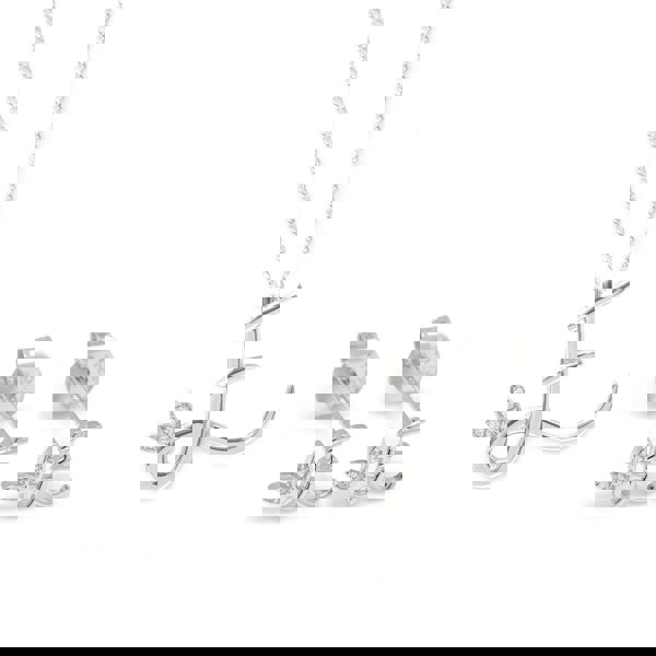 Say It With Winged Initial Earring Gift Set - Silver