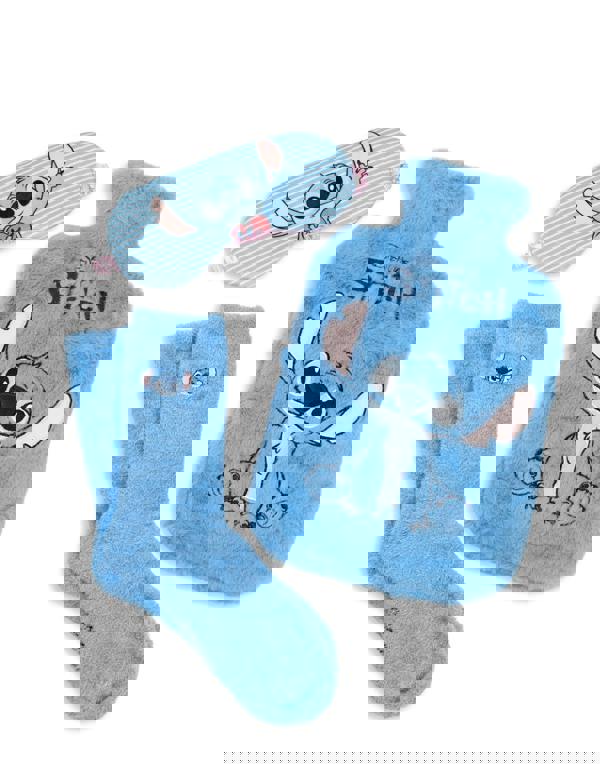 Disney Unisex Blue Stitch Hot Water Bottle With Eye Mask and Socks (One Size)