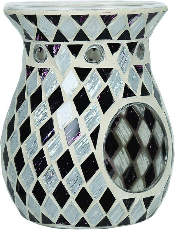 Village Candle Black & White Diamond Wax Burner 14cm