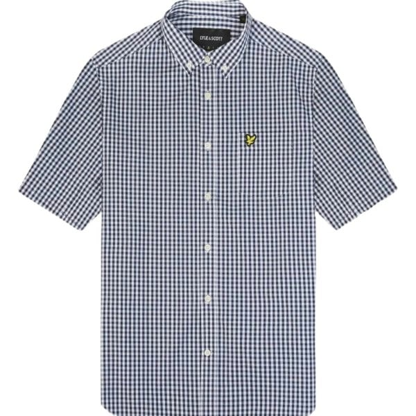 Lyle & Scott Lyle Scott Short Sleeve Slim Fit Navy Gingham Shirt