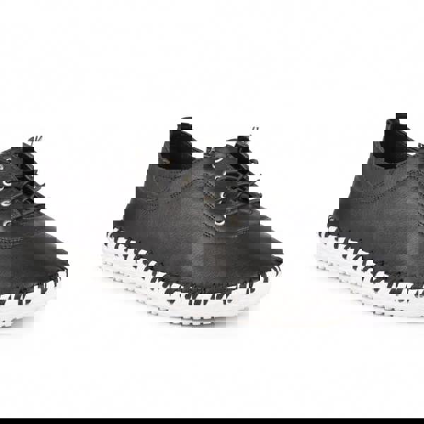 Lunar Womens/Ladies St Ives Leather Plimsolls - Black/White