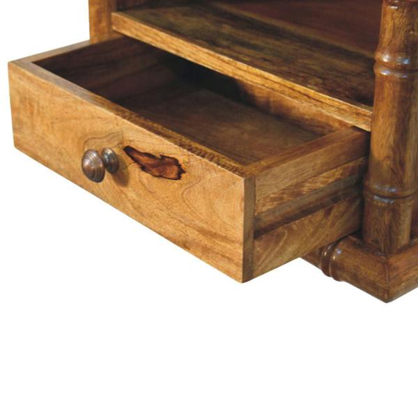 Artisan Furniture Solid Wood Bamboo Open Bedside in Amber Oak Finish, 1 Drawer & 1 Shelf, Brown