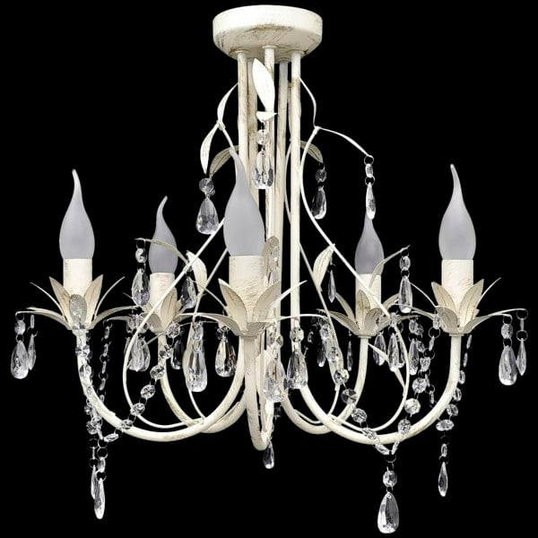 Berkfield Crystal Pendant Ceiling Lamp Chandelier Elegant 5 Bulb Sockets