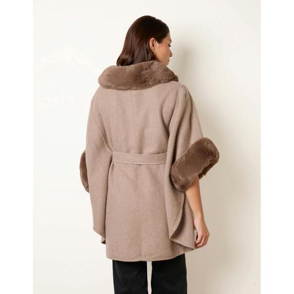 Blue Vanilla Faux Fur Trimmed Cape