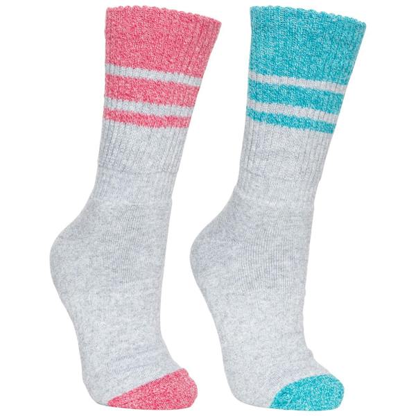 Trespass Womens/Ladies Hadley Hiking Boot Socks (2 Pairs) - Marine Marl/Raspberry Marl - 