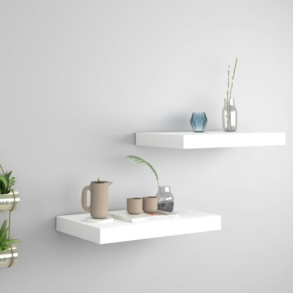 Berkfield Floating Wall Shelves 2 pcs White 40x23x3.8 cm MDF