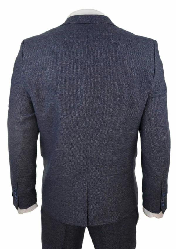 TruClothing Mens Blue Wool 3 Piece Suit Double Breasted Waistcoat Tweed Peaky Blinders 1920s