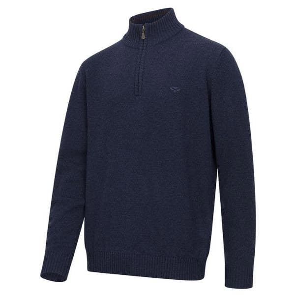 Navy Blue Hoggs of Fife Lothian II Zip Pullover made from lambswool
