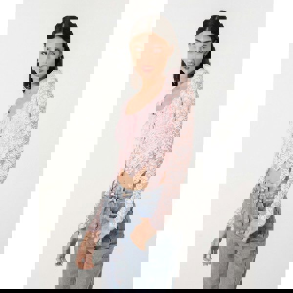 Pink Vanilla Long Sleeve Lace Butterfly Top