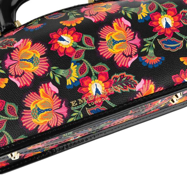 Embassy London Gazelle - Red Flowers - Women’s patent leather top handle & crossbody bag