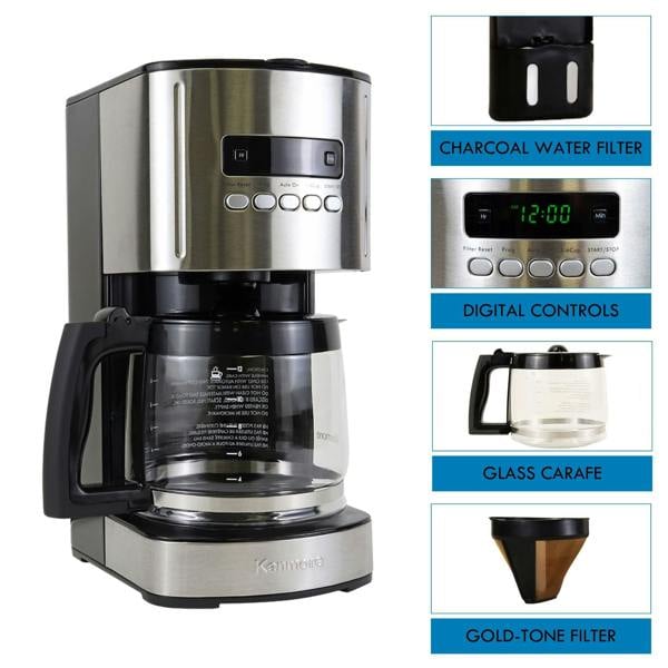 Kenmore Coffee Maker 12-Cup Filter Coffee Machine 1.8L Programmable Timer Drip Coffee Machine Black