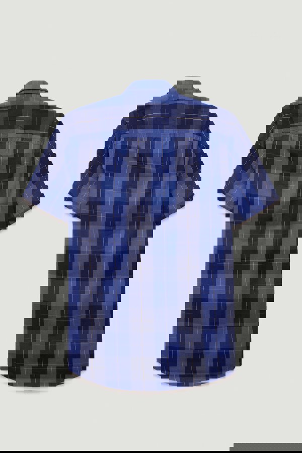 ENORSIA Yellow Blue Check Short Sleeve Casual Shirt