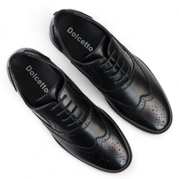 Dolcetto Men’s Black Classic Brogue Derby Oxford Shoes