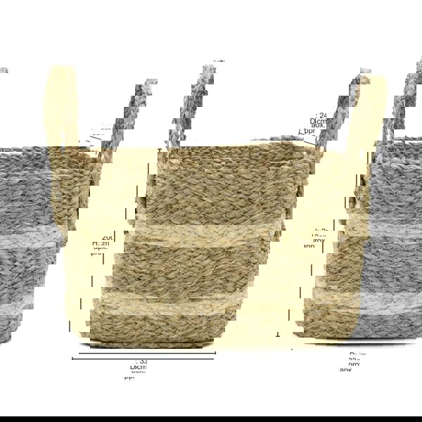 JVL Palma Natural Large Rectangular Woven Storage Basket for Home Storage, Brown