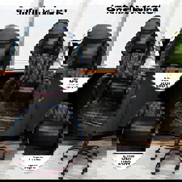 Levede Office Chair Gaming Racing Recliner Adjustable Spring Cushion Footrest