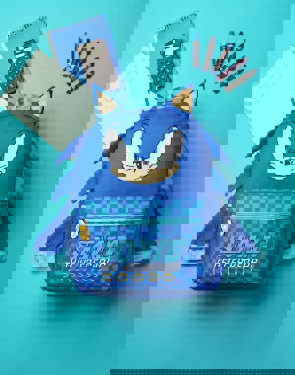 Sonic the Hedgehog Unisex Kids Blue 3D novelty head Backpack (One Size)