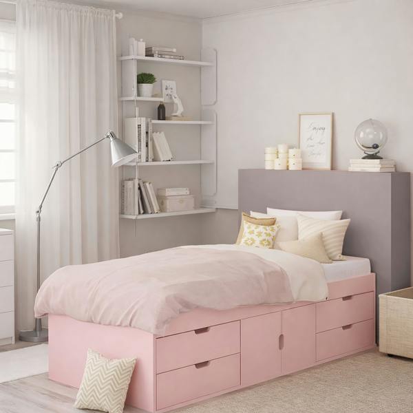 Kudlhome Multi Drawer Single 3ft Cabin Bed Frame, Pink
