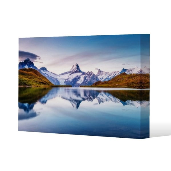 Benjamin Tate Design Panoramic view of the Mt. Schreckhorn and Wetterhorn Slim Style Canvas Print  75x100cm , 15mm Slim Real wood.