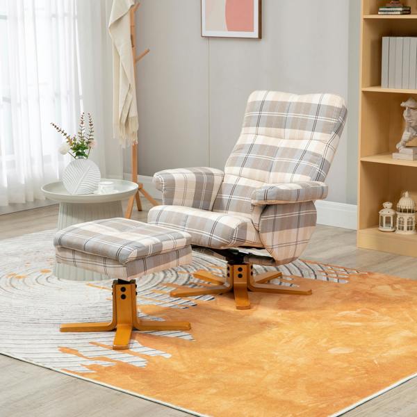 HOMCOM Recliner Chair and Footstool PU Leather Wooden Base - Multicolour