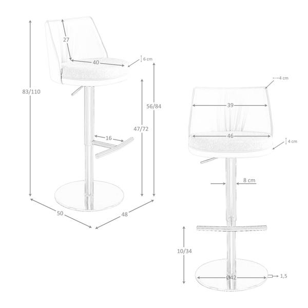 Angel Cerdá Swivel Stool in Cream Marbled Fabric and Cream Leatherette 4234