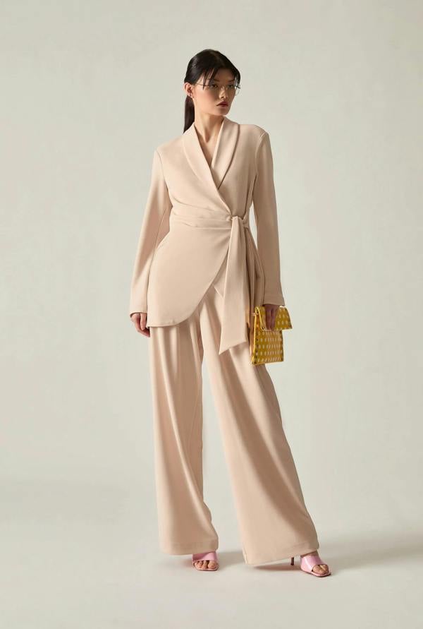 James Lakeland Cream Side Sash Blazer
