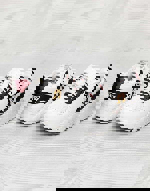 Disney Boys White Mickey Mouse Creeping Print Velcro Trainers