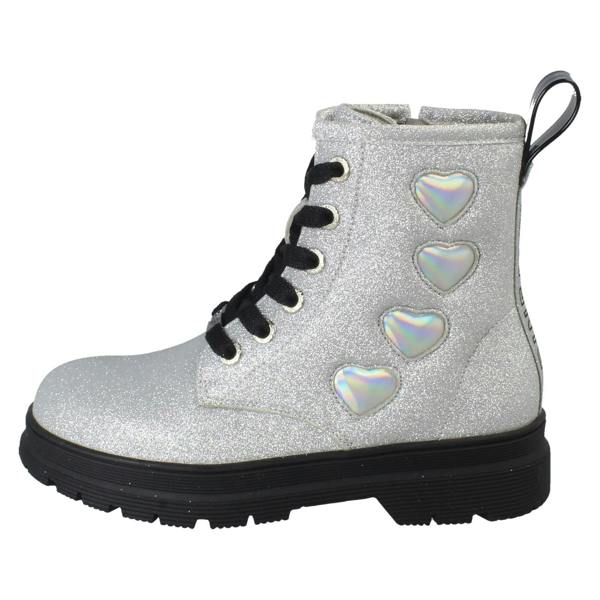 Pineapple Girls Pineapple Low Heel Lace Up Heart Glitter Boots with Inside Zip H4196