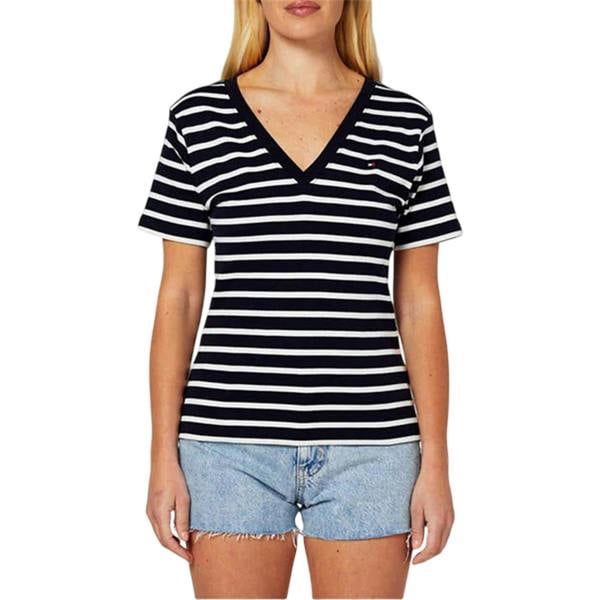 Tommy Hilfiger Womens/Ladies Striped Cotton T-Shirt - Navy - 