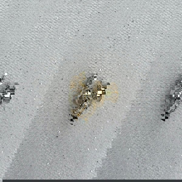 small crown brooch, side view, gold tone finish, crystal and pearl embellishments, royal accessory for lapels, scarves or blazers
