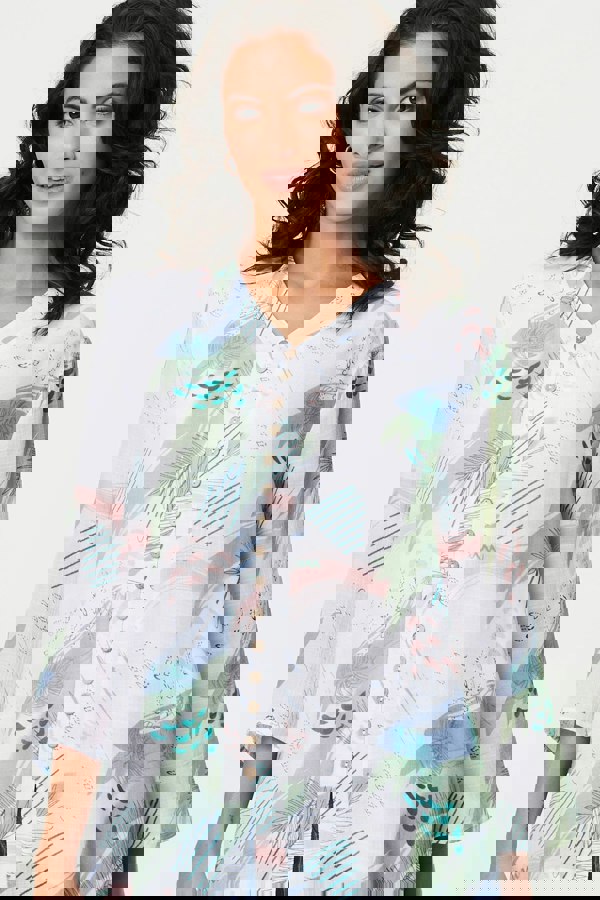 Sage | Abstract 3/4 Sleeve Relaxed Blouse
