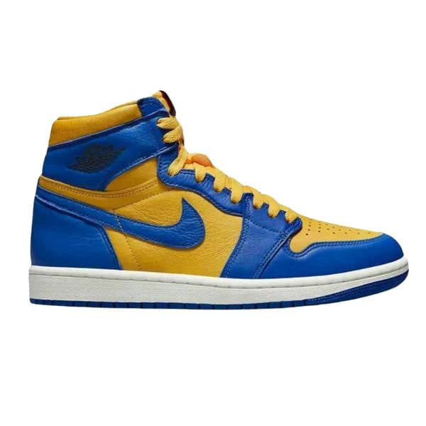Nike Unisex Adult Air Jordan 1 Leather High-top Trainers - Yellow/Blue - 