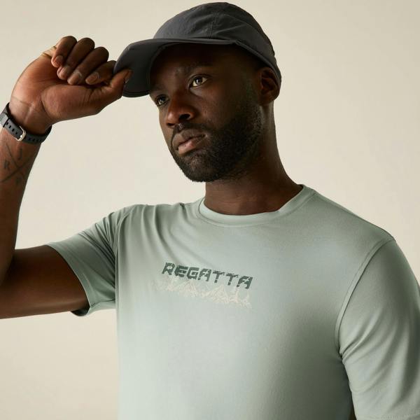 Regatta Mens Text Stretch T-Shirt - Glacier Green - 