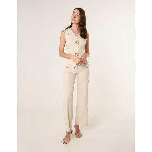 Blue Vanilla Tailored Flower Button Front Sleeveless Vest