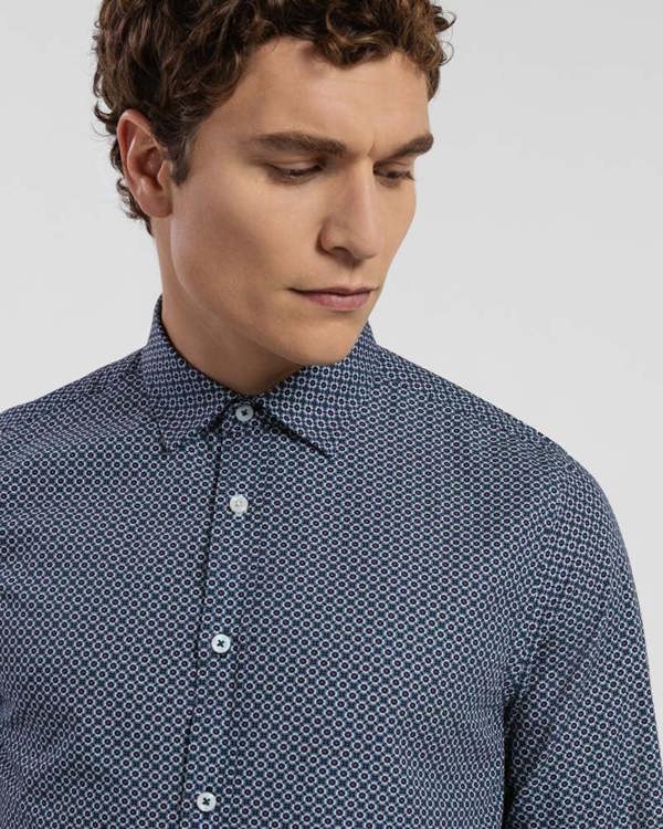 Steel & Jelly Limited Edition Navy Geometric Slim Fit Shirt