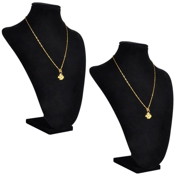 Berkfield Flannel Jewelry Holder Necklace Bust Black 23 x 11.5 x 30 cm 2 pcs