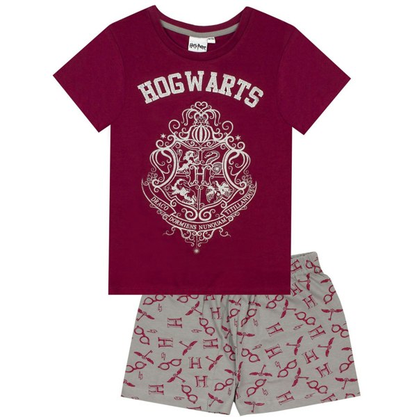 Harry Potter Girls Glitter Short Pyjama Set - Burgundy