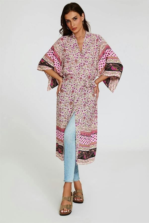FS Collection Relaxed Cotton Kimono In Pink