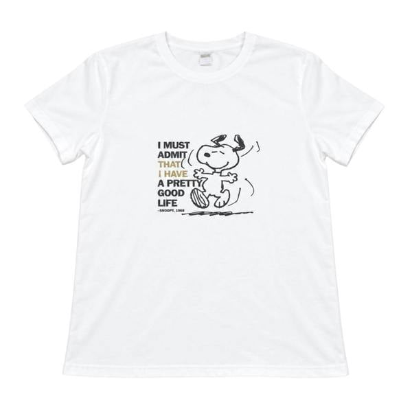 Onomato! Women's Snoopy Short Sleeve T-Shirt 100% Cotton Size L White