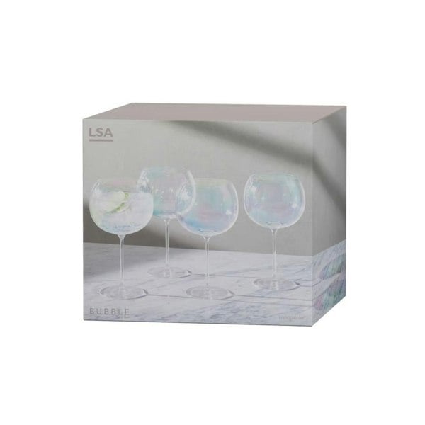 LSA International LSA Set of 4 Bubble Pearl Lustre Stemmed Balloon Glass Goblets 680ml