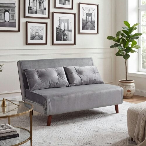 Kosy Koala Double Sofa Bed Sleeper Foldable Portable Pillow Lounge Couch Grey Sofa