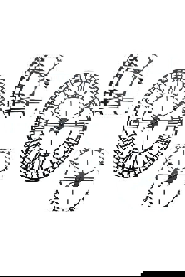 Living and Home 40cm Dia Black Round Roman Numeral Skeleton Wall Clock with Scale