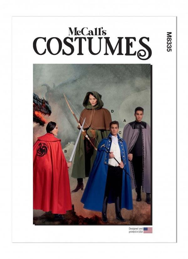 McCalls 8335 Paper Sewing Pattern – Men's & Women's Costume & Cape, Size S-XXL, Easy