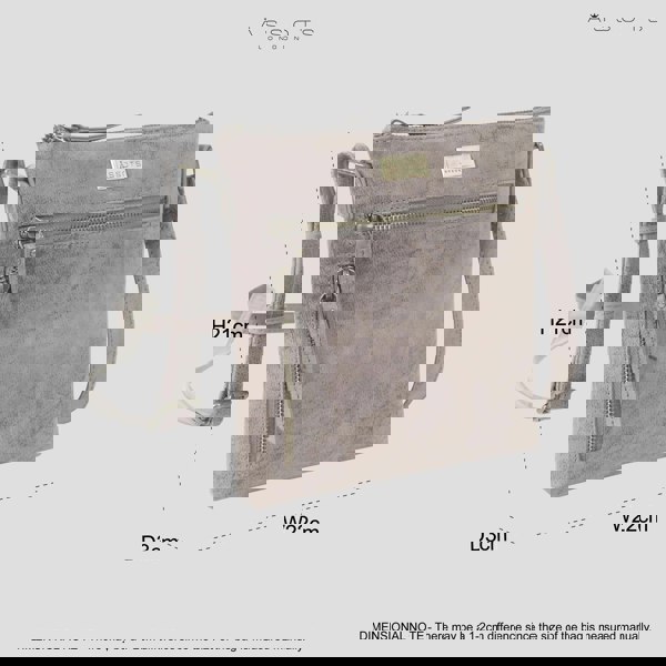 Assots London 'RUE' Distressed Grey Real Leather Crossbody Bag