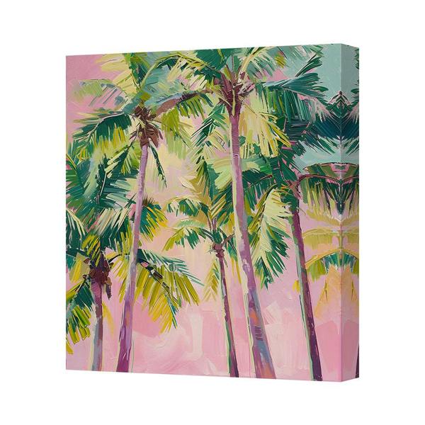 Benjamin Tate Design Pastel Palm Tree Canvas Art Print With Gallery Style Deep Wooden Frame