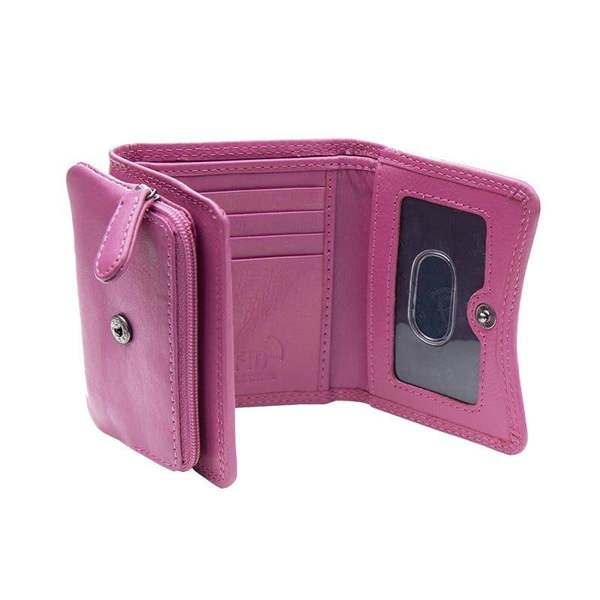 side view of fuchsia soft leater purse giorgia verona